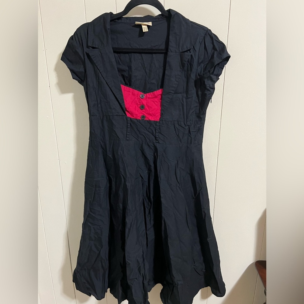 Lindy Bop vintage size XL red and black cap sleeve a line dress retro cotton